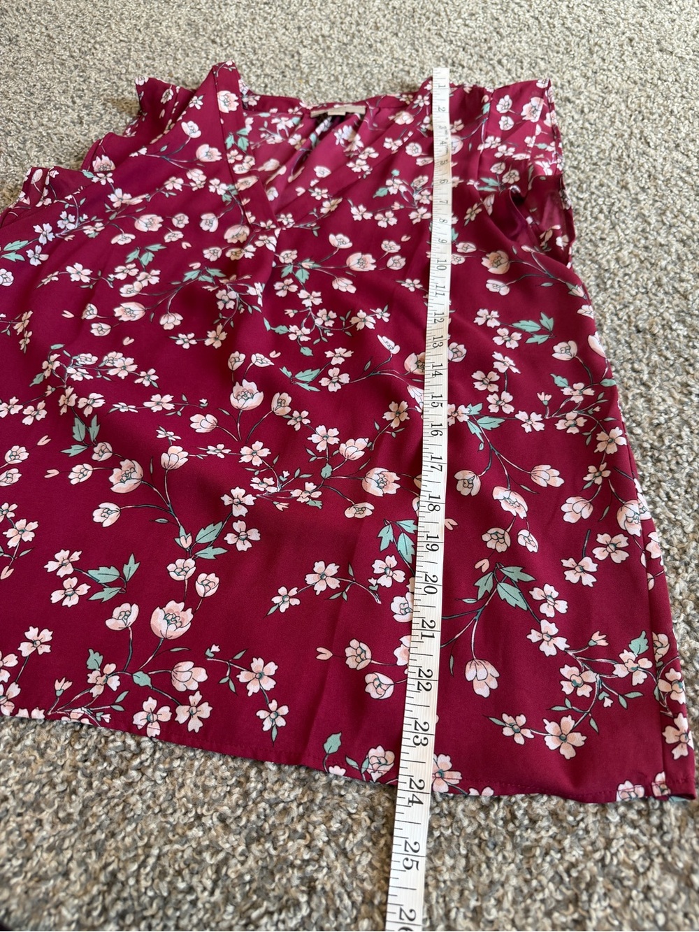 LOFT Berry Floral Blouse with Mint Accents - Picture 10 of 12